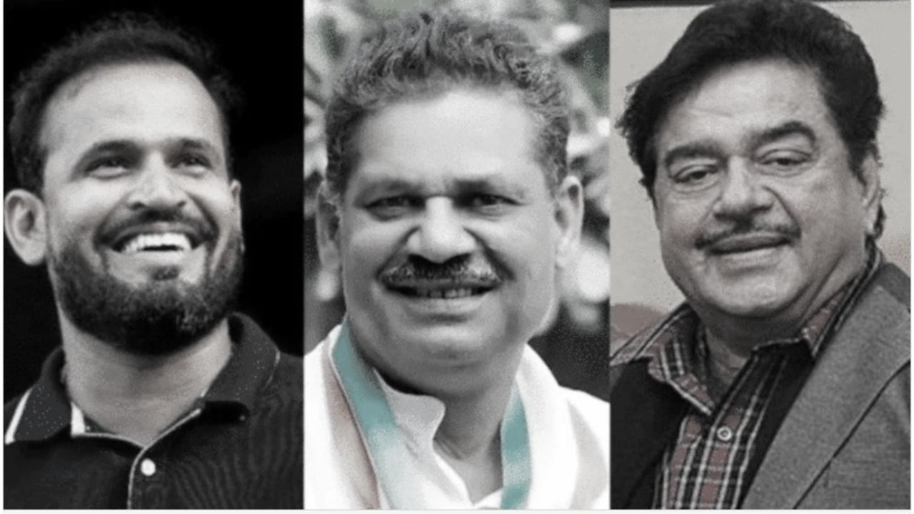 Cricketer Yusuf Pathan, Kirti Azad and actor Shatrughan Sinha