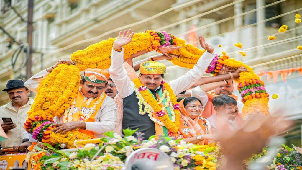 CM Mohan Yadav did a road show for BJP candidate Shankar Lalwani in Indore.