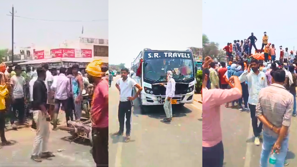 A tractor-trolley transporting sand illegally hit a father and son riding a bike.