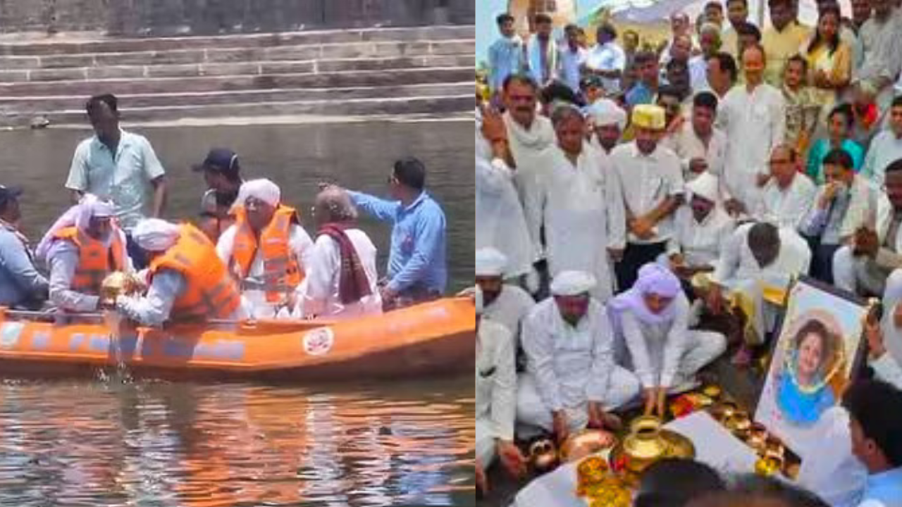 Rajmata's Ashti Kalash Yatra reached Ramghat via Dewas Gate, Malipura, Kanthal Gopal Temple.