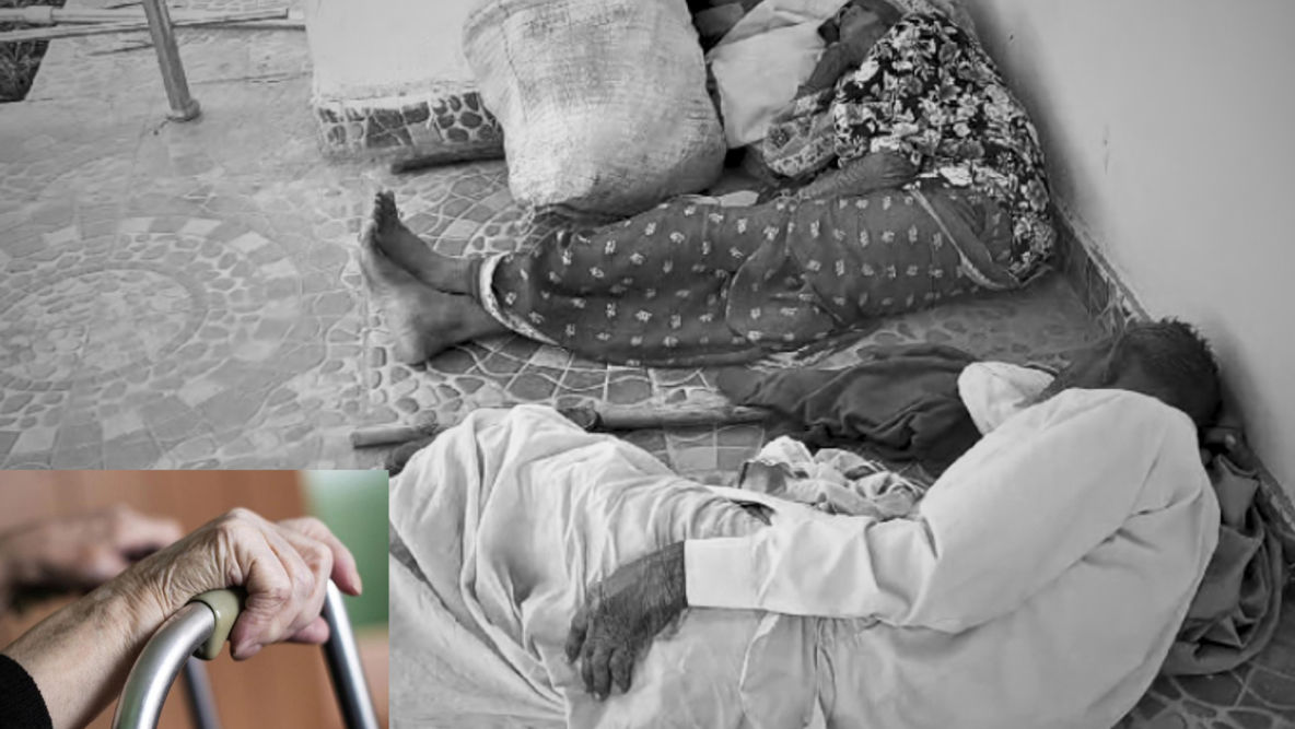 In Mauganj, elderly parents were forced to remain homeless for months.