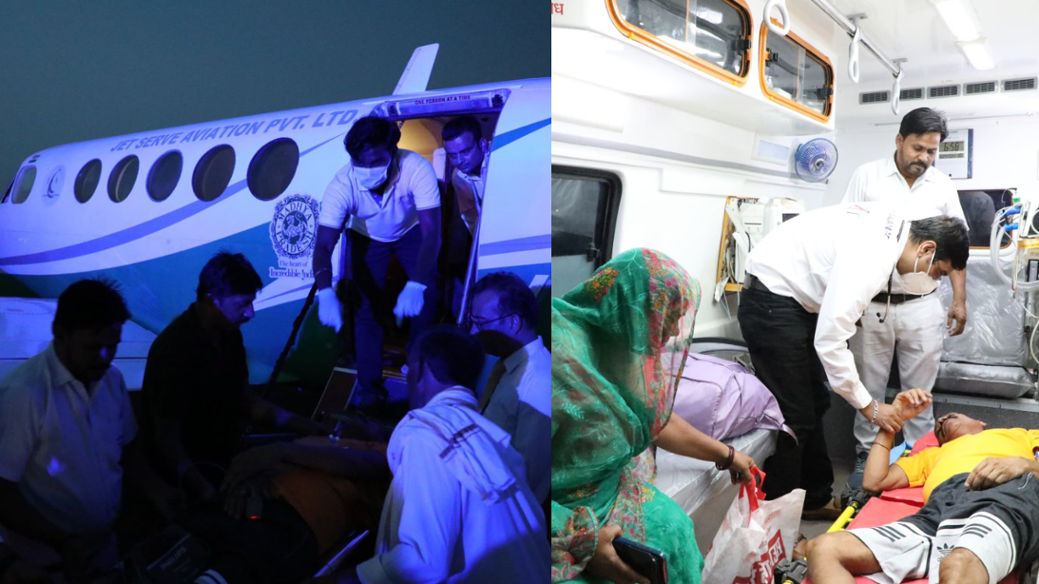 Govindlal Tiwari was sent from Rewa to Bhopal for treatment by providing air ambulance facility.