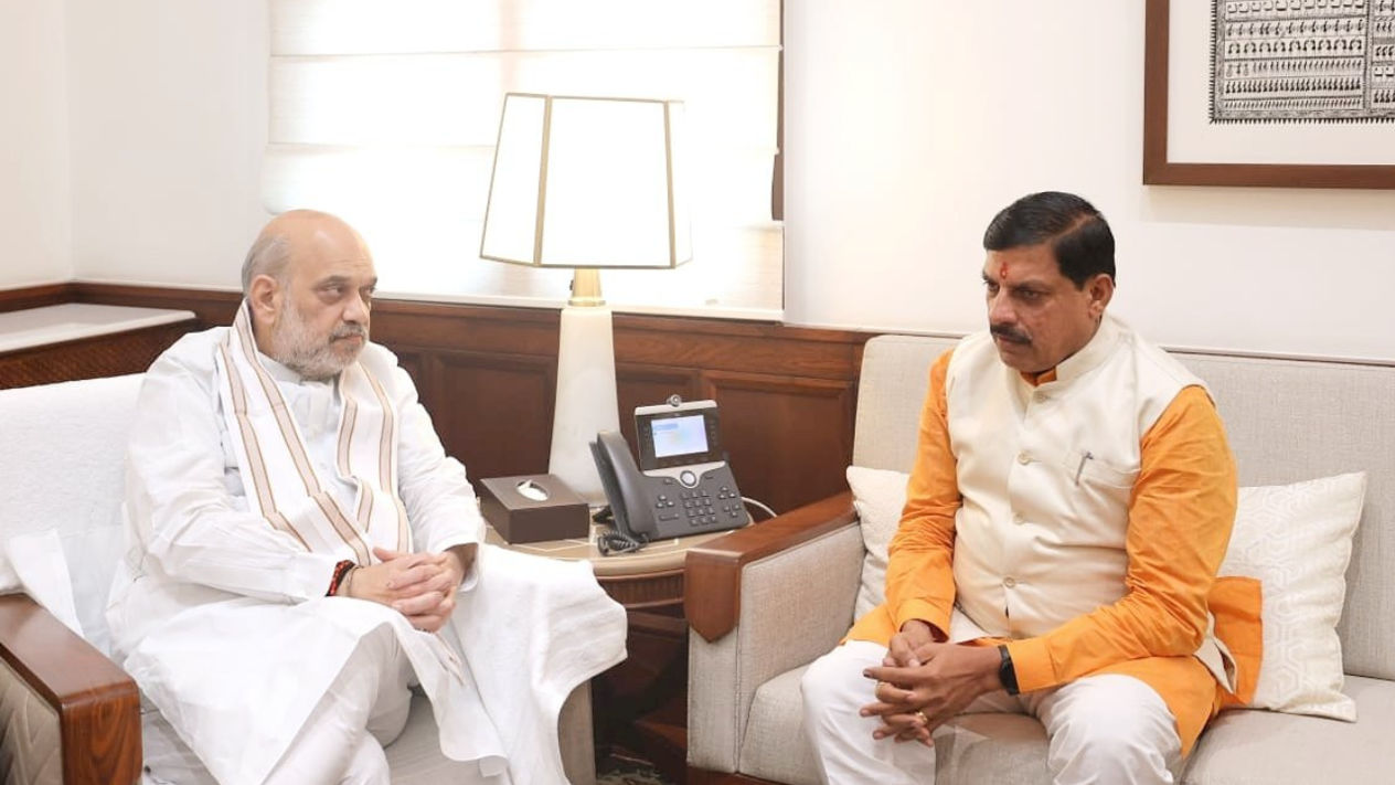 CM Mohan Yadav meeting Home Minister Amit Shah in Delhi.
