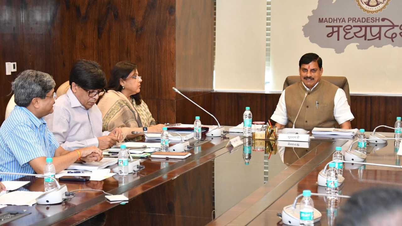 CM Mohan Yadav holding a review meeting with officials