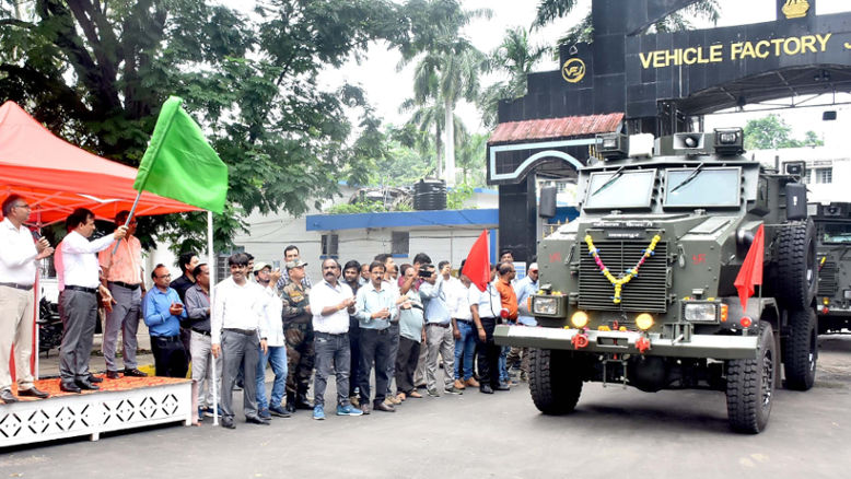 General Manager Sanjeev Kumar Bhola flagged off 11 anti-mine vehicles.