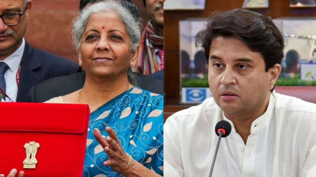 Finance Minister Nirmala Sitharaman and Union Minister Jyotiraditya Scindia