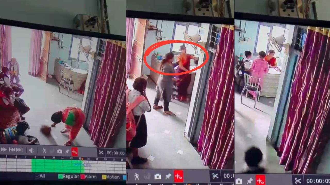 The entire incident of fighting in the school was captured on CCTV.