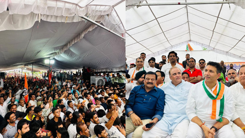 Congressmen demonstrated in Indore.