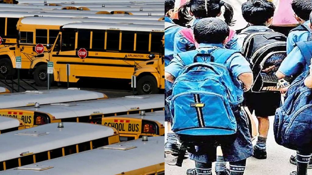 Free bus transport service is being provided to students going to schools within a radius of 5 to 20 kilometers.