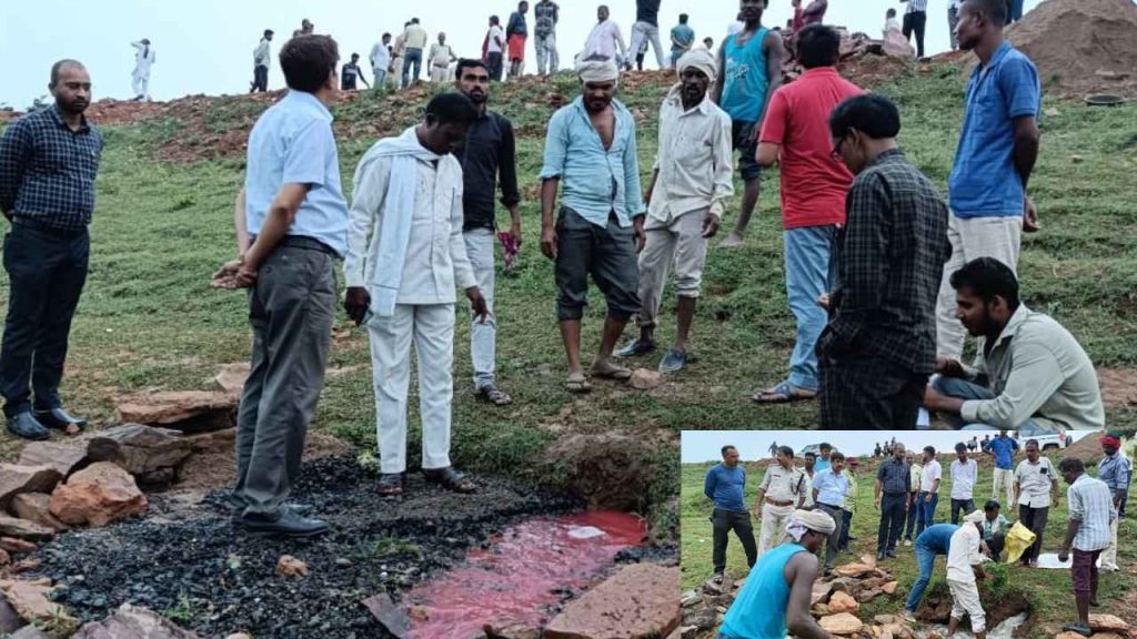 It is from Dhangaur village of Tendukheda block, where due to heavy rains, there is heavy leakage from across the pond.