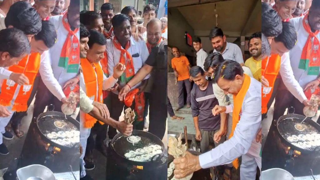 Deputy Chief Minister Jagdish Deora was seen making jalebi at the restaurant at Malhargarh Nagar bus stand.