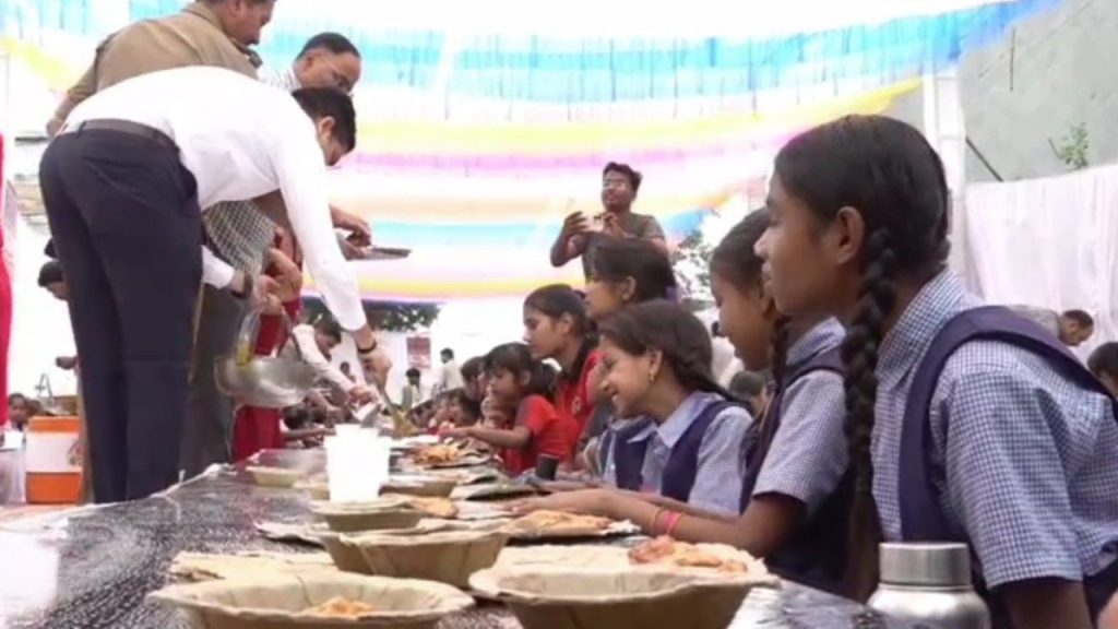 In Indore, police officers and employees were seen organizing Kanya Puja and feast.