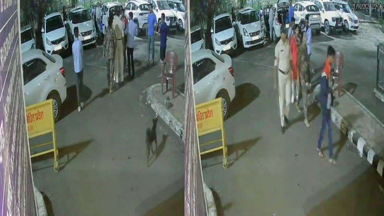 In Jabalpur, a policeman beat up a parking attendant, video is going viral