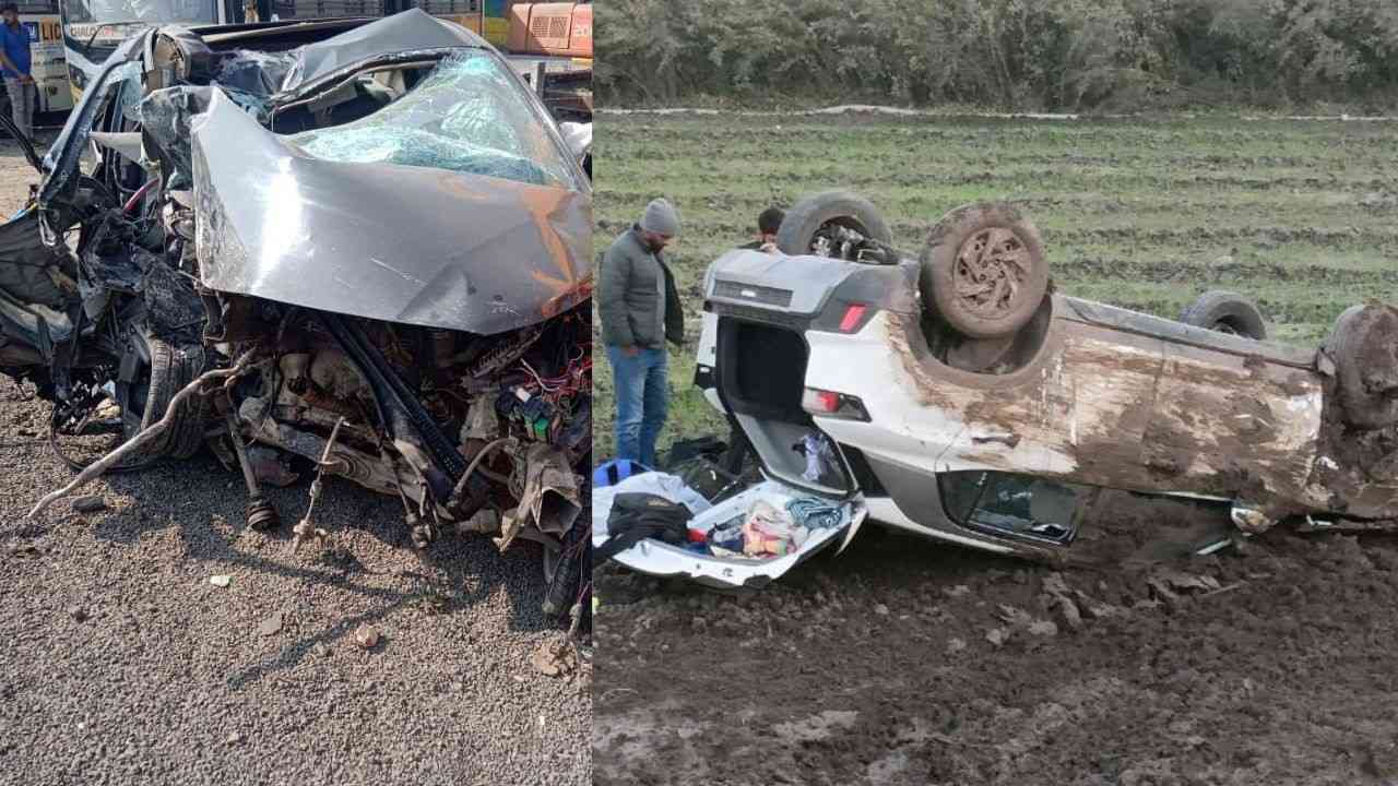 Two cars crashed in Indore, two people died and three were injured in the accident