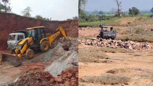 Illegal excavation of stones near Pathaghat river in Damoh