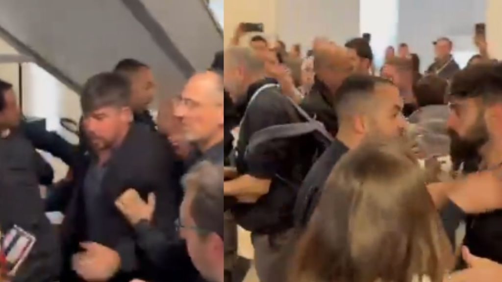 Clash between protesters and security guards at Israeli parliament