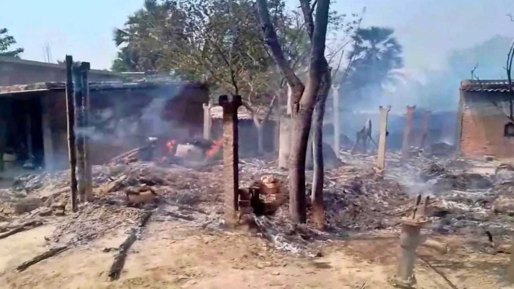 Four children were burnt alive in a massive fire in Muzaffarpur.