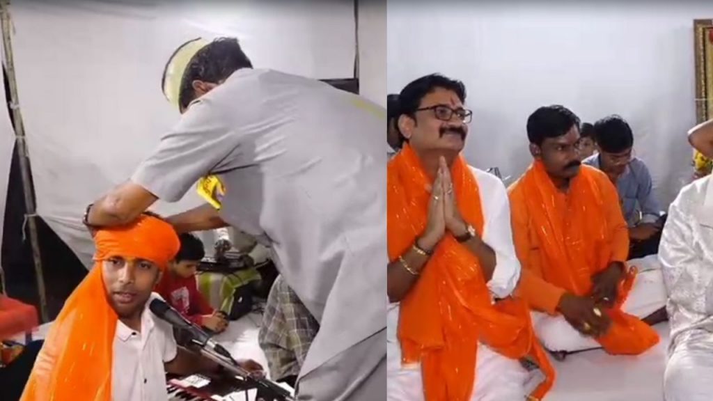 Shyam Lal getting a turban made at the Dargah after adopting Hinduism.
