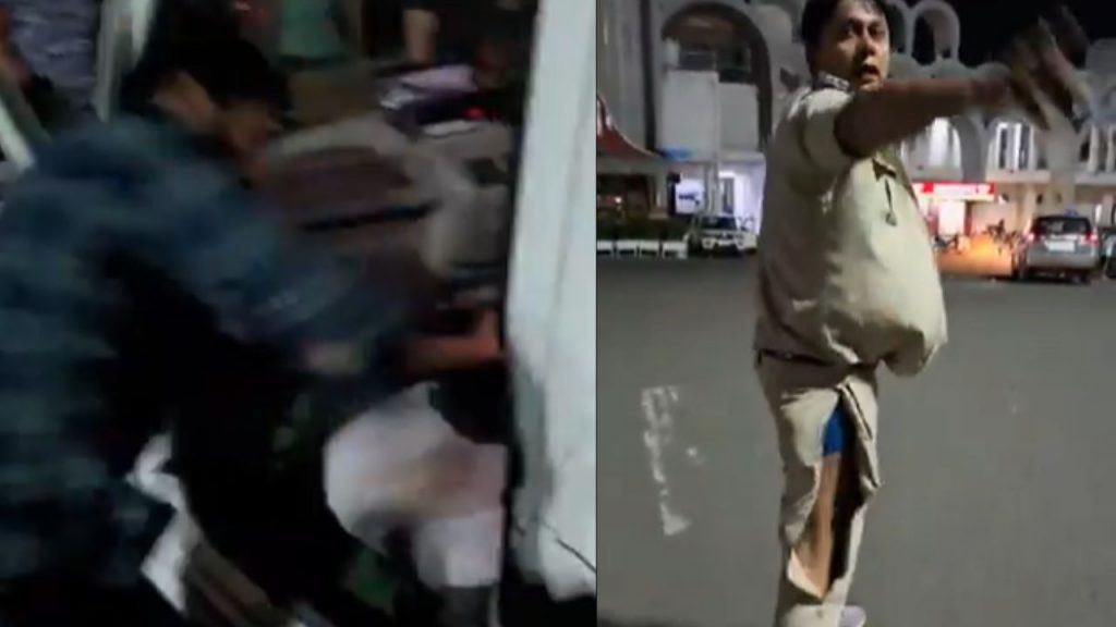 When he stopped them from drinking, the head constable was beaten up and his uniform was torn.