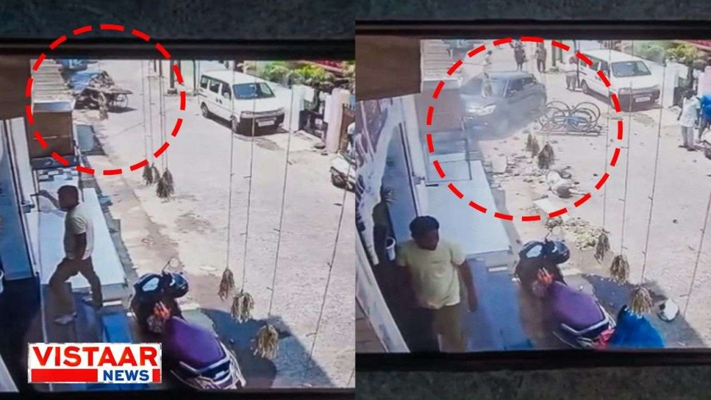 An uncontrolled car travelling at high speed crushed an elderly cart vendor