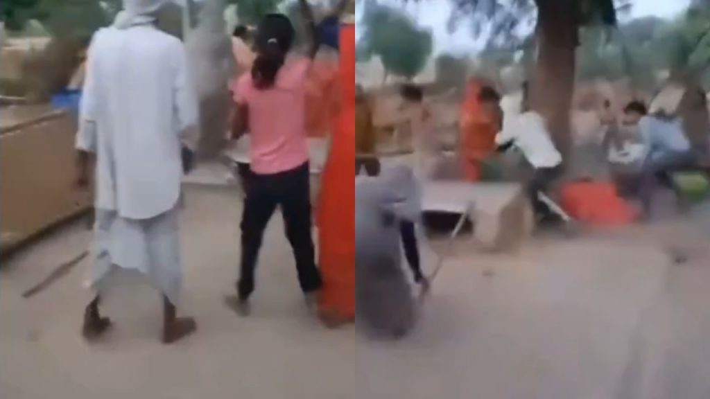 In Mandsaur, sticks were used over filling water from a hand pump.