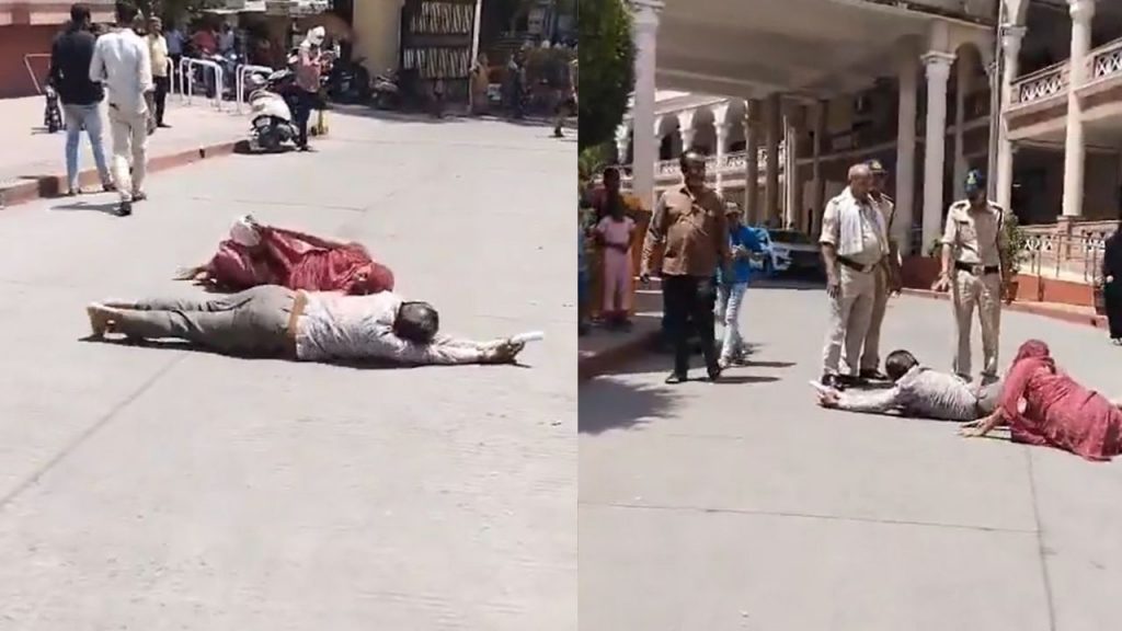 The couple reached the collectorate after rolling in the hot sun