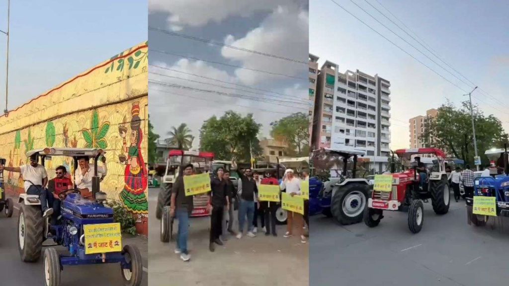 indore viral video Fans arrived to watch Jaat movie with tractors