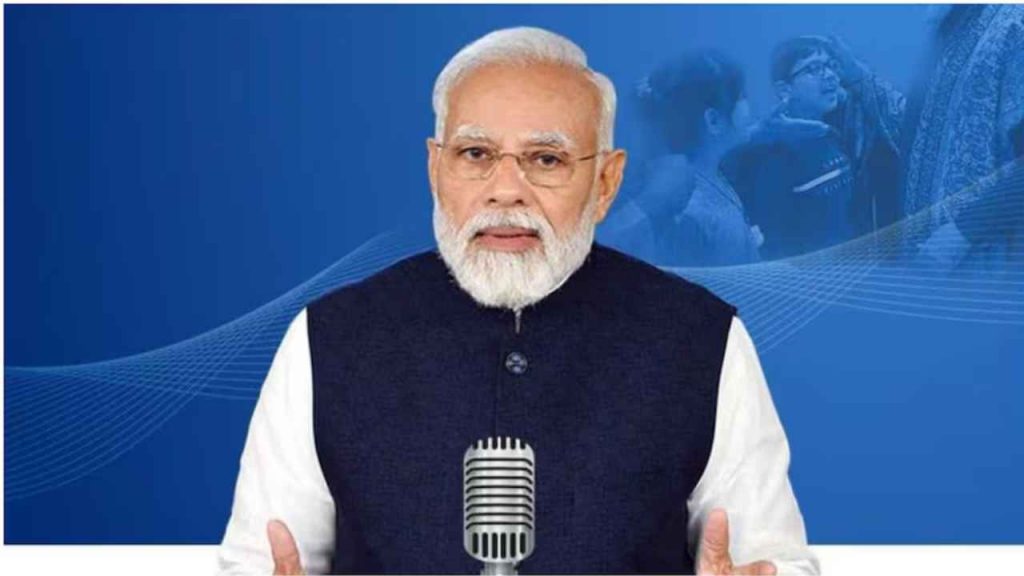 PM Modi speaking in Mann Ki Baat 128 praising India’s sports achievements