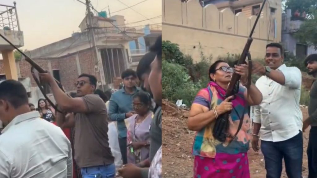 Women also indulged in celebratory firing during the wedding ceremony.