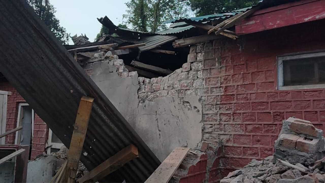 The house was damaged in Pakistani firing.