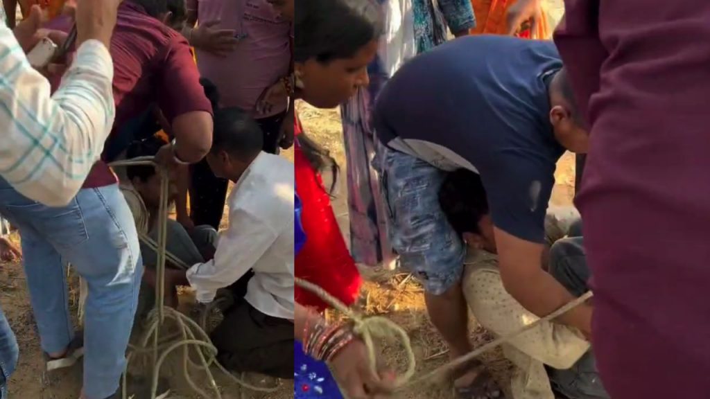 A youth man tied with a rope and beaten up in Jashpur