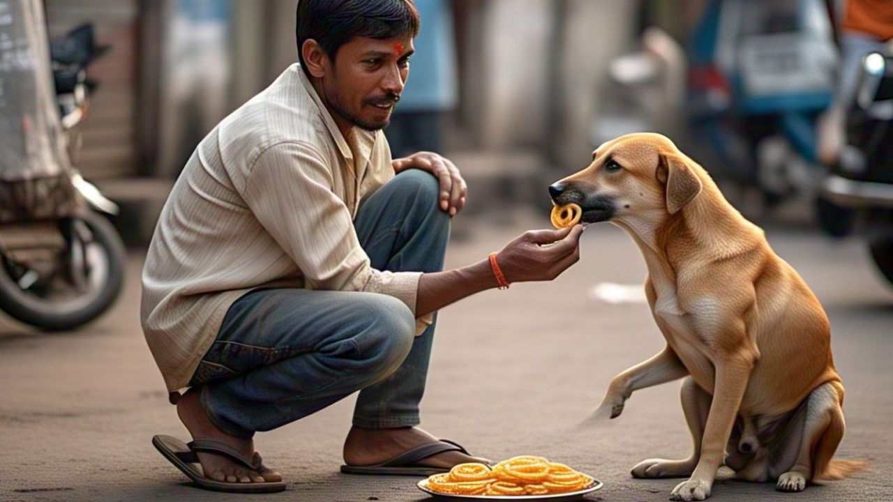 Indore: People fed jalebi to street dogs after the death of a dog (AI Image)
