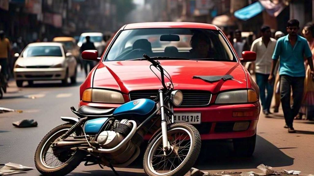 Shivpuri: High speed car hits bike, 4 people died in the accident