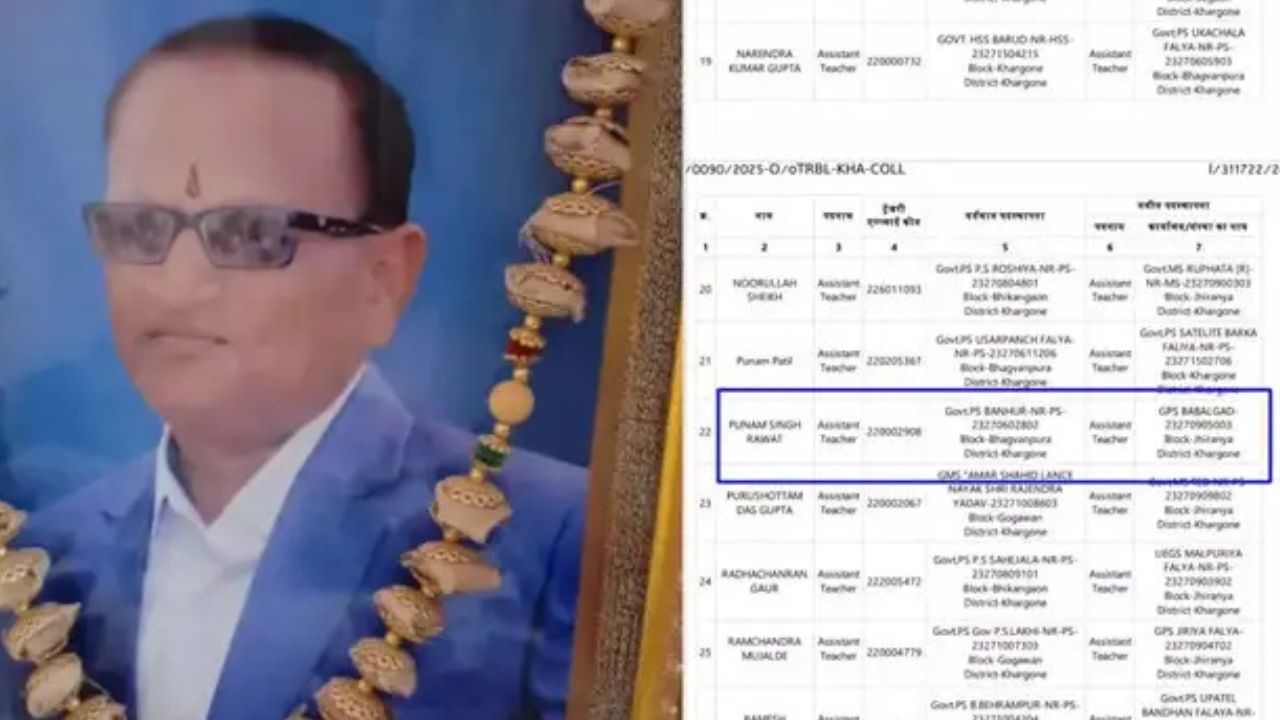 In Khargone, Madhya Pradesh, the name of a government teacher was included in the transfer list four months after his death.