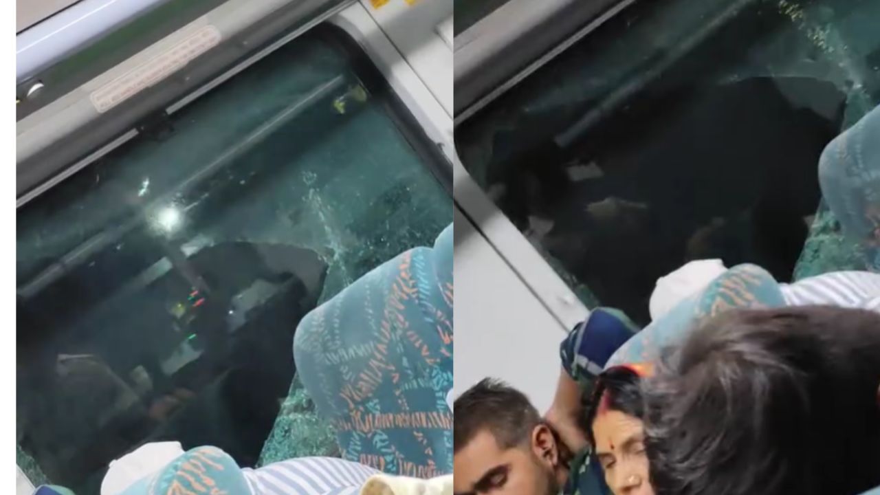 Window panes of Bhopal-Delhi Shatabdi Express were broken due to stone pelting.