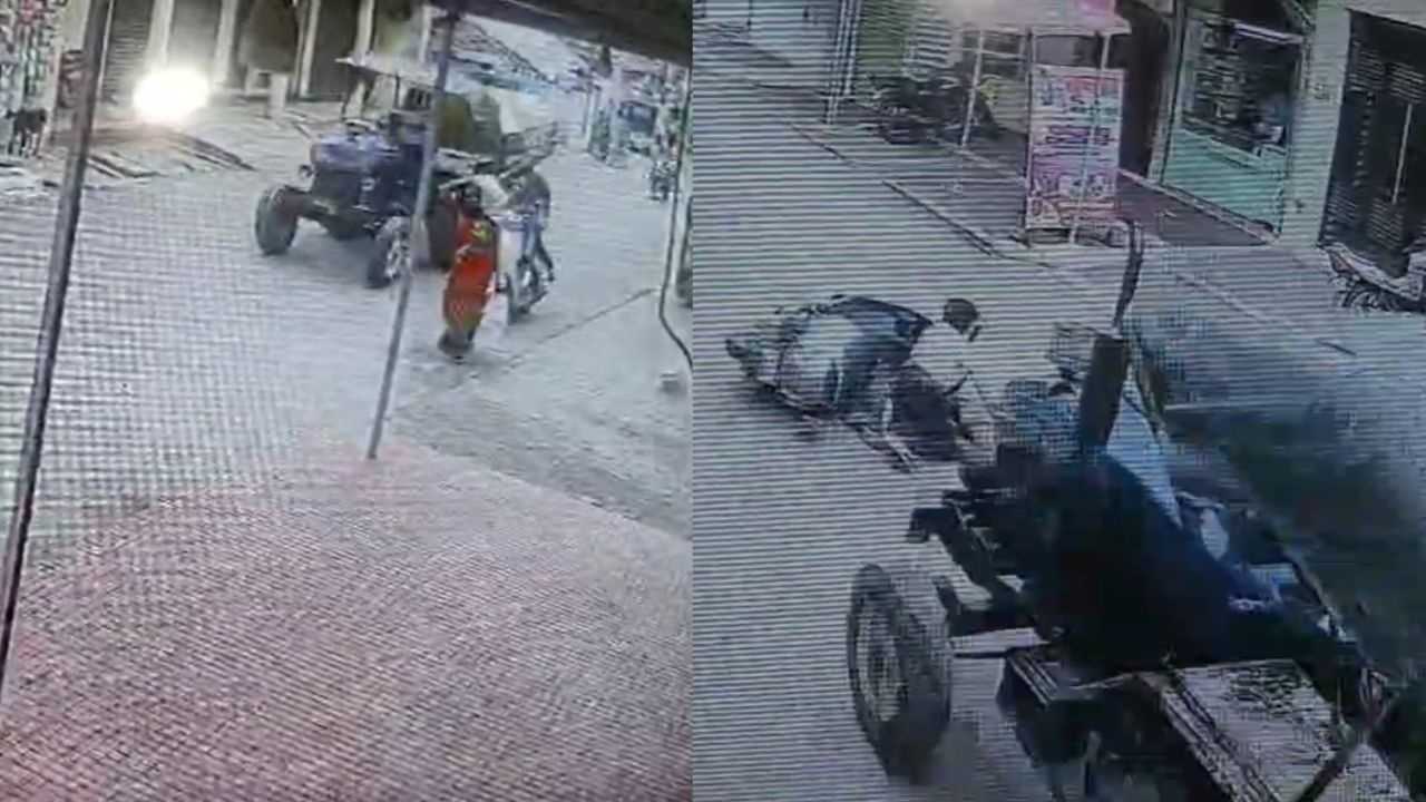 The children riding the scooter first hit the woman and then themselves came under the tanker.