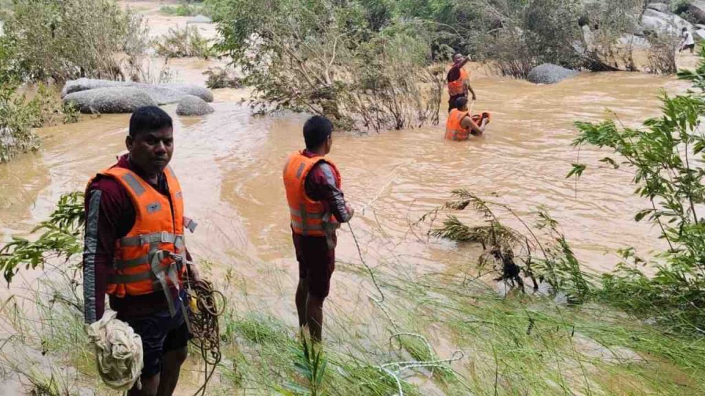 SDRF team busy searching for missing people swept away in Kohan river.