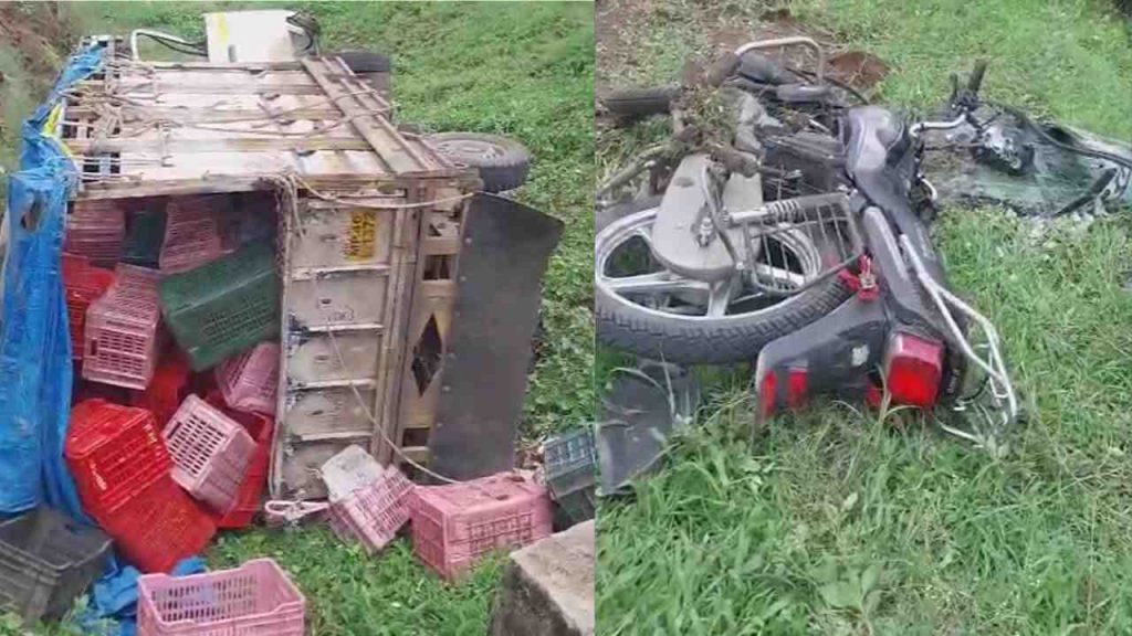 Two people died when a pickup hit a bike in Dhar.