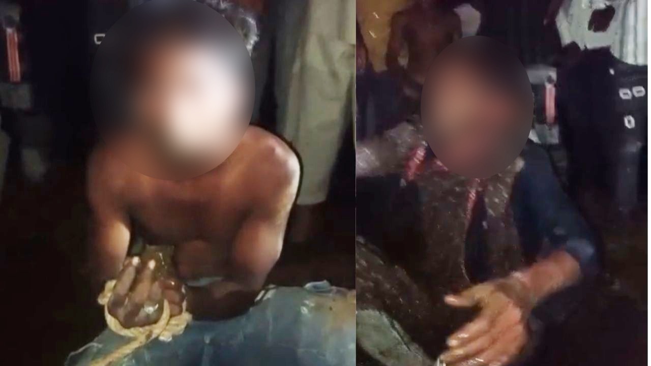After beating the youths, they were forcibly fed cow dung and made a video of them wearing girl's clothes.