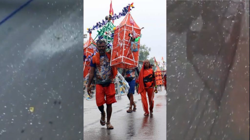 Pieces of glass were spread on the Kanwar route.