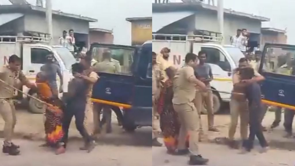 Lathicharge on farmers standing in line to get urea in Lakhimpur Kheri.