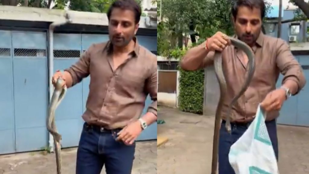 Sonu Sood caught the snake that entered the society.
