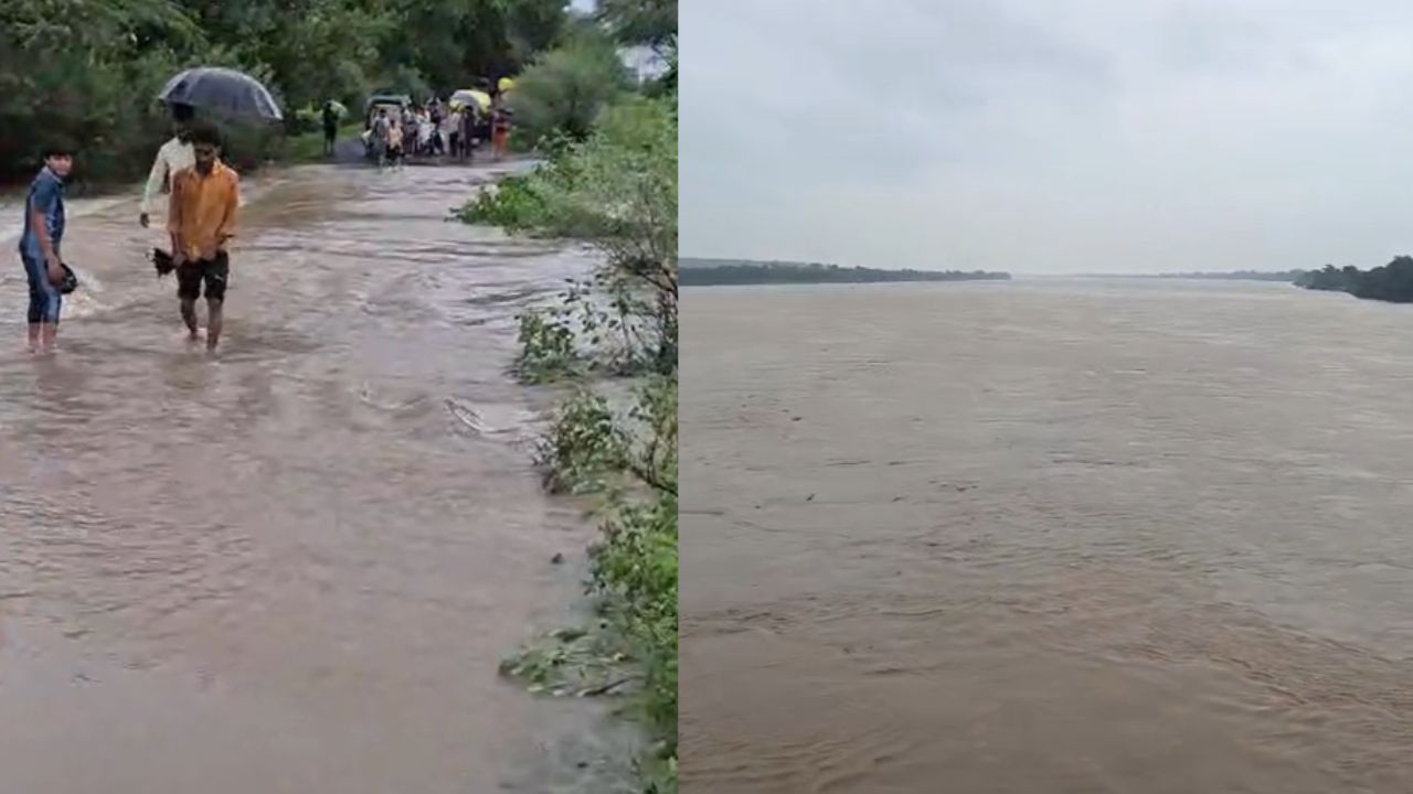 Due to continuous rain in Madhya Pradesh, rivers and streams are in spate.