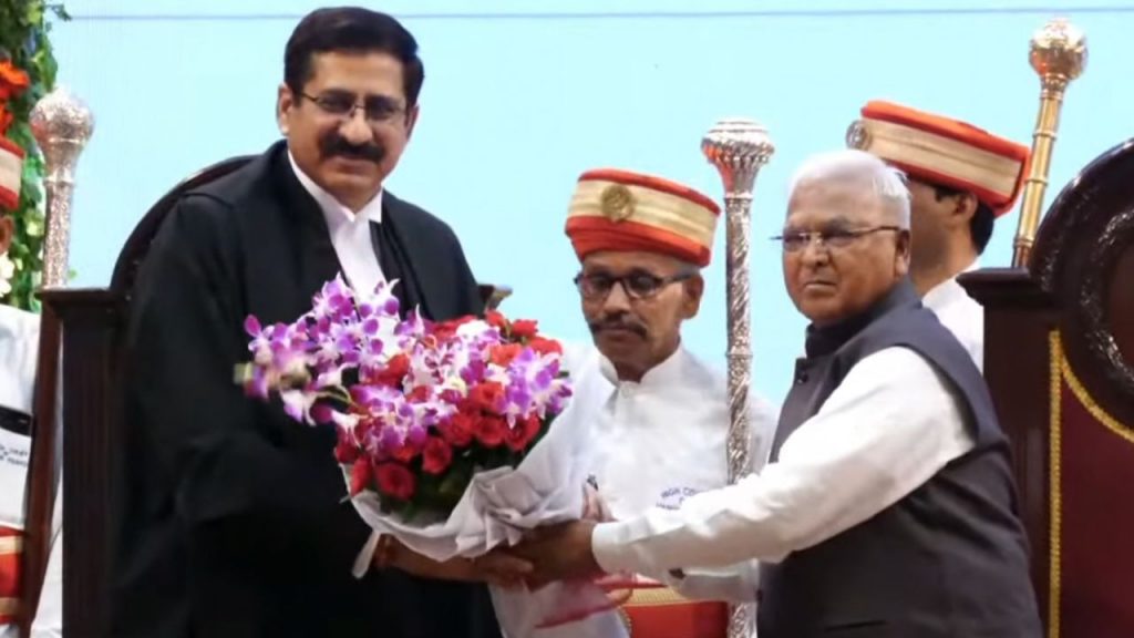 Governor Mangubhai Patel administered the oath of office to Justice Sanjeev Sachdeva as Chief Justice of Madhya Pradesh High Court