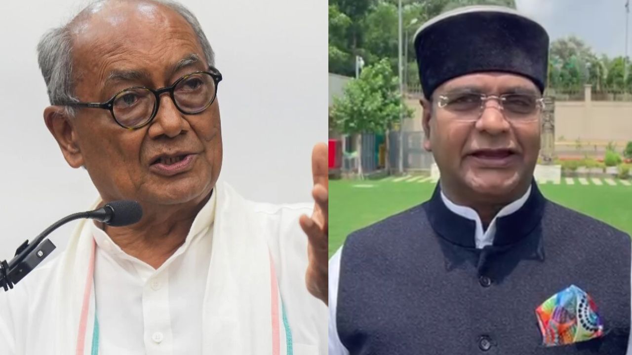 Former CM Digvijay Singh and Cabinet Minister Vishwas Sarang (file photo)
