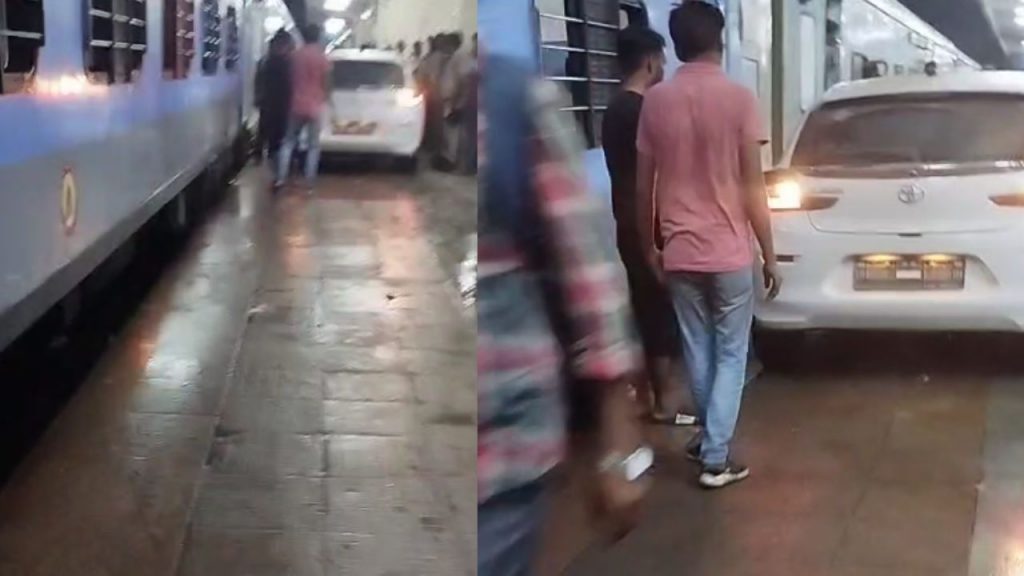 Gwalior: Drunk youth drives car on railway station platform