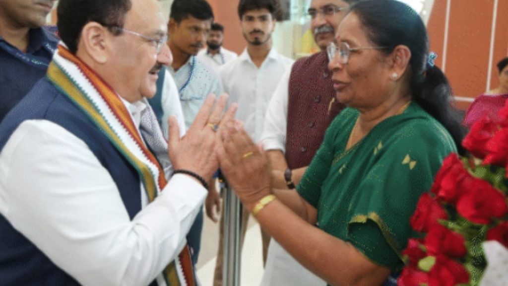 JP Nadda and Sumitra Valmiki
