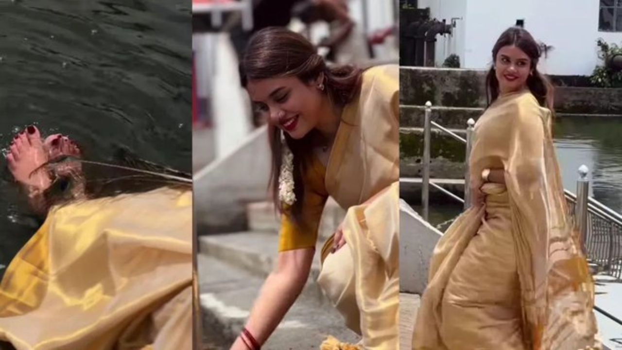 Social media influencer Jasmine Jaffer washed her feet in the temple pond.