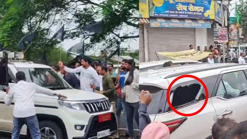 In Ratlam, a youth broke the glass of Jeetu Patwari's car.