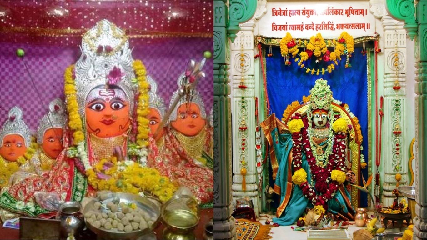 Shardiya Navratri 2025 Hathi Par Mata Ka Agman Harsiddhi Bijasan Mandir